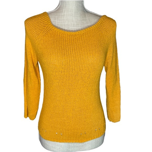 Escada Scoop Neck‎ Sweater Blouse EUC SZ 36 (small) gold yellow color (77)